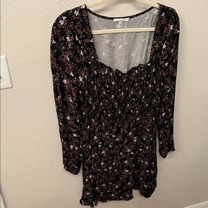 Copper Key Black Floral Long Sleeve Dress